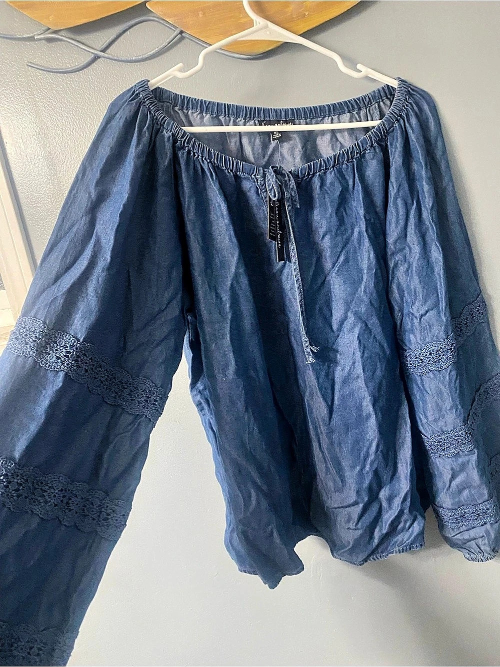 Allison Andrews Blue Lyocell Blouse Size XL NWT